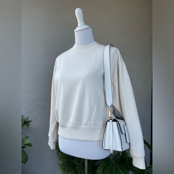 A New Day Cropped Sweatshirt in Cream/ Off-white/ Eggshell/ Ivory color, S - Picture 7 of 11